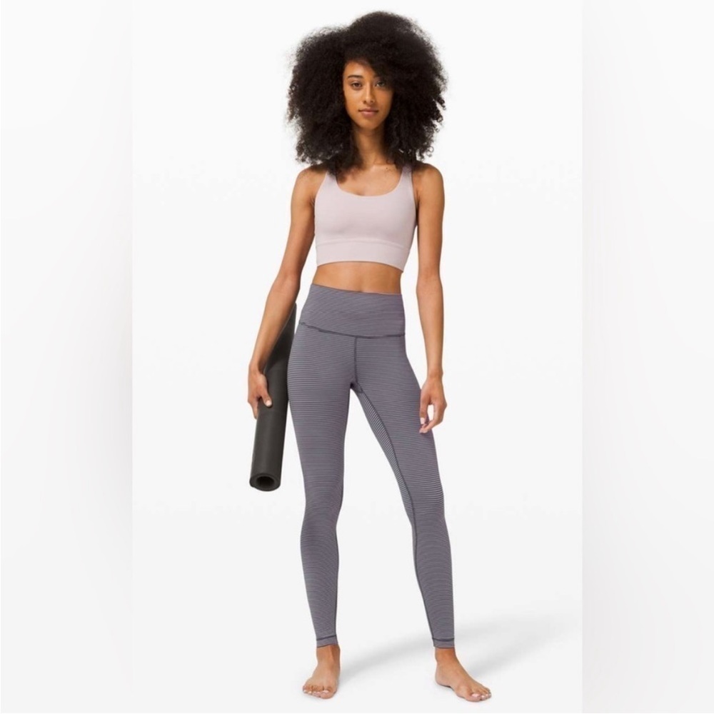 Lululemon Wunder Under HR tight 28” Size 10 Color Hype Stripe Deep Coal Mink